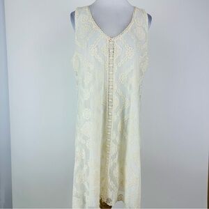 Johnny Was 4 Love and Liberty Cream Sleeveless Lace Dress Size XL